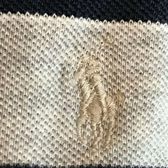 Ralph Lauren Polo Shirt Mens Extra Large Gray Blue Stripe Short Sleeve Collared - Picture 9 of 9